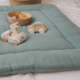 Tapis de jeu bébé épais en gaze de coton bio vert sauge