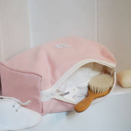 Trousse de toilette personnalisable en gaze de coton rose poudre
