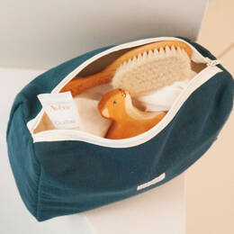 Trousse de toilette personnalisable en gaze de coton bleu profond