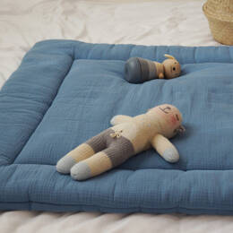Tapis de jeu bébé grand format en gaze de coton bleu orage