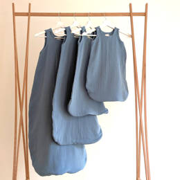 Gigoteuse été 0-6 mois en gaze de coton bio bleu orage