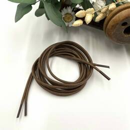 Lacet rond glacé éco, ciré effet cuir - Deux tailles : 70 cm et 110 cm - 3 coloris aux choix : beige et marron foncé ou clair - Joan