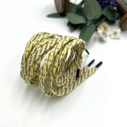 Lacets rares - Plat - couleurs : blanc, jaune et beige - Longueur : 115 cm - Solène