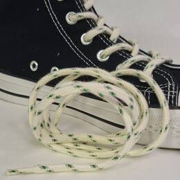 Lacets ronds blancs points verts – 105 cm de long - Aro