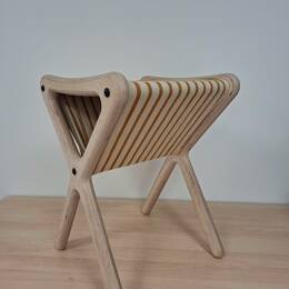 Tabouret textile Gaby – Assise en sangle tressée crème et marron