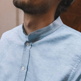 Chemise lin et coton made in France col officier