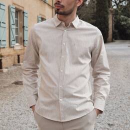 Chemise rayée beige