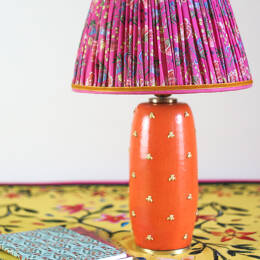 Abat-jour tambour - Rosace - Fond rose