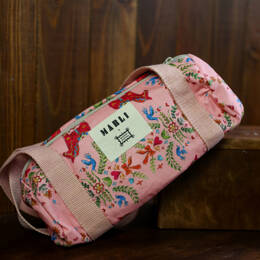 Sac polochon mini Nikita - Motif chevaux fond rose