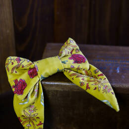 Grand noeud Natalia - Motif fleuri fond jaune