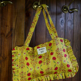 Cabas froufrou Anastasia - Motif fleuri fond jaune
