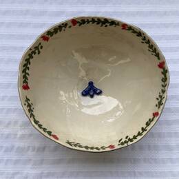 Saladier - crème - fleurs - extérieur vert