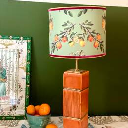 Abat-jour contrecollé - Oranges et citrons - fond vert sauge