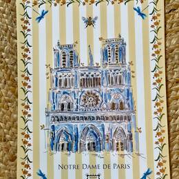 Affiche A4 - NOTRE DAME de Paris fond rayures blanches et jaunes doux