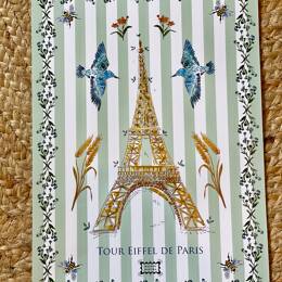 Affiche A4 - TOUR EIFFEL de Paris fond rayures blanches et vertes