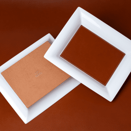 Vide-poches - Camel - Blanc