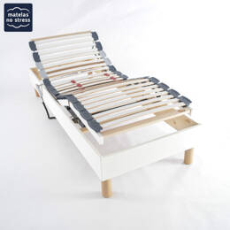 Sommier Lit Electrique 80x190 Cuir Blanc