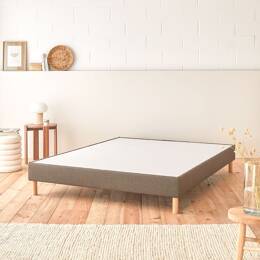 Sommier Tapissier Tissu Déco Lattes Passive 2x80x200 Marron Foncé - Matelas No Stress