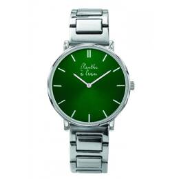 Montre Mixte L'Intemporelle chromée fond vert