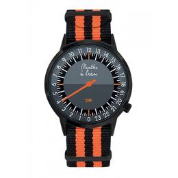 Montre Homme La 24 Heures bracelet nato Noir-Orange
