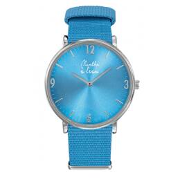 Montre Femme L'Imprévu Fond Bleu Turquoise bracelet nato bleu