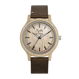 Montre Bois L'Érable bracelet Croute de cuir marron cocarde