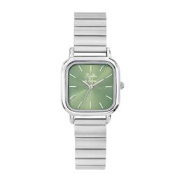 Montre Femme La Perpétuelle Fond Vert Bracelet Acier Chromé