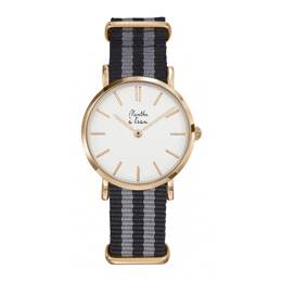 Montre Femme La Résistante bracelet nato noir/gris rose dorée