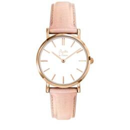 Montre Femme La Véritable bracelet cuir rose gold fond blanc rose