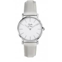 Montre Femme La Véritable bracelet cuir argenté fond blanc chromée
