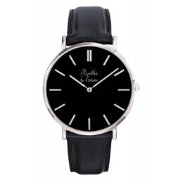 Montre Homme La Véritable bracelet cuir noir fond noir chromée