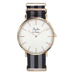 Montre Homme La Résistante bracelet nato gris/noir rose dorée