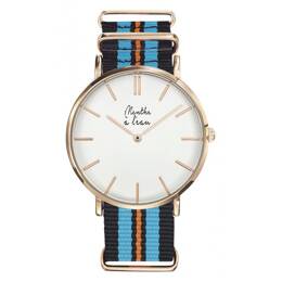 Montre Homme La Résistante bracelet nato noir/bleu/orange rose dorée
