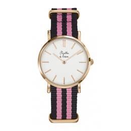 Montre Femme La Résistante bracelet nato noir/rose rose dorée