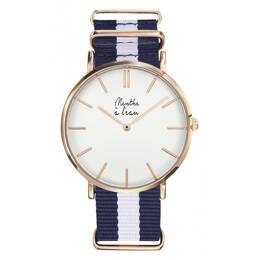 Montre Homme La Résistante bracelet nato bleu/blanc rose dorée