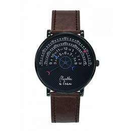 Montre Mixte La Rapporteuse bracelet façon cuir marron