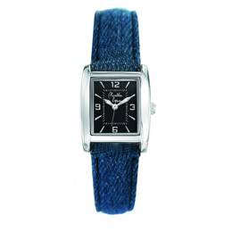 Montre Femme La Rectangle bracelet cuir jeans fond noir