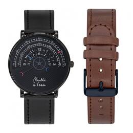 Coffret Montre Mixte La Rapporteuse façon cuir noir +façon cuir m