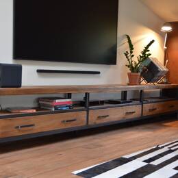 Enfilade TV Monumentale (4m) en Chêne Massif Épais - DIONÉ