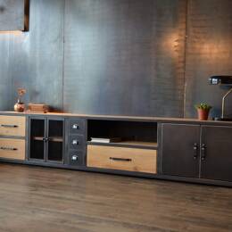 Enfilade Industrielle XXL (3m) pour TV et Rangement - PHÉBUS