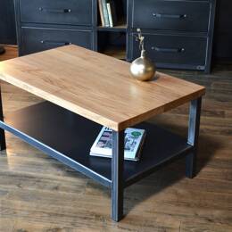 Table Basse Rectangulaire en Chêne et Acier - DÉMÉTER