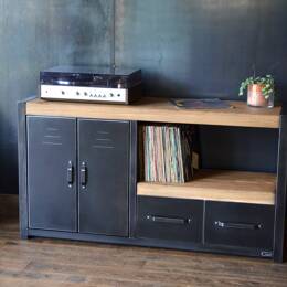Meuble platine vinyle & buffet industriel sur mesure - SATIS