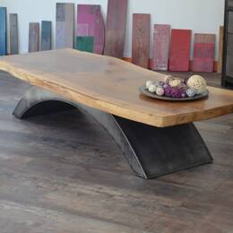 Table Basse "Live Edge" en Noyer Massif et Acier - ARCHE