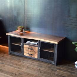 Meuble TV en noyer massif "Live Edge" - ARGÈS