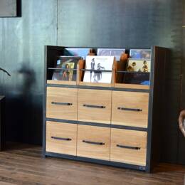 Meuble vinyle bacs & tiroirs grande capacité - CALLIOPE