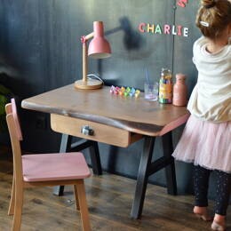 Ensemble bureau enfant bois massif et métal - CHARLIE