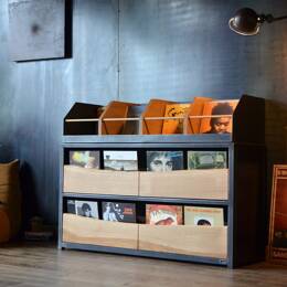 Meuble disquaire avec 4 tiroirs range vinyles - EUTERPE