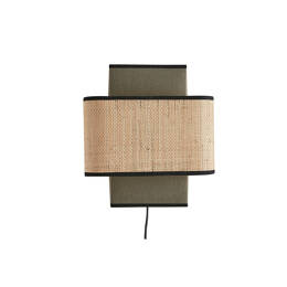 Applique murale en lin vert kaki et rabane naturelle H28 cm TERA