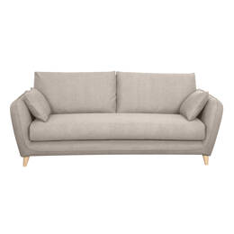 Canapé convertible scandinave 3 places en tissu beige avec matelas 10 cm CREEP