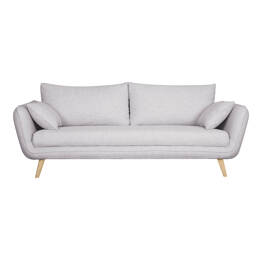 Canapé scandinave 3 places en tissu gris clair chiné et bois clair CREEP